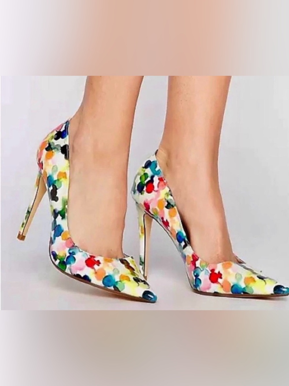 Multicolor Watercolor Pointed-Toe Stiletto Heels